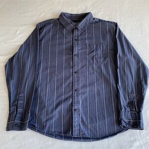 HAWK Skate Men's Size XL Blue Striped Long Sleeve Collared Button Down Shirt